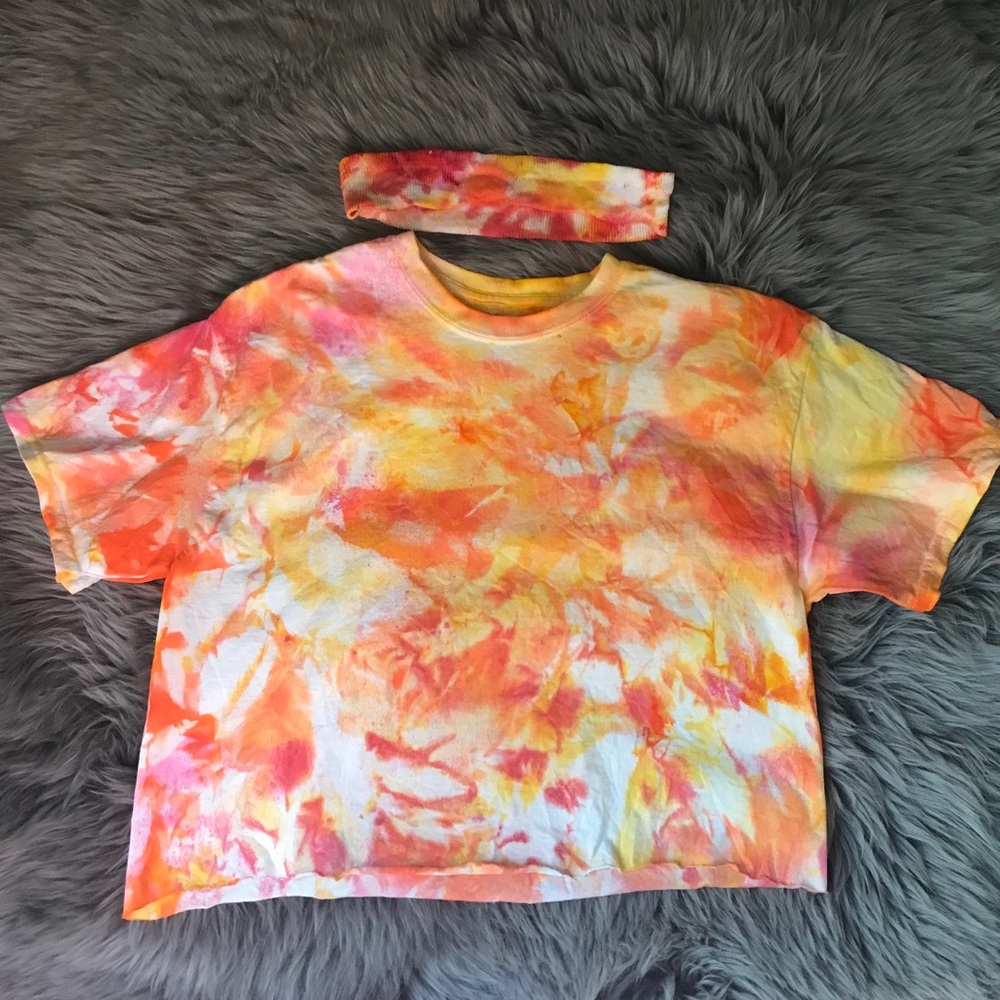 BUNDLE! homemade tie dye crop top with headband!